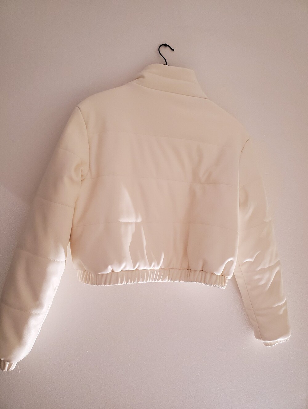 Cream Cropped Puffer Jacket - Picture 5 of 9